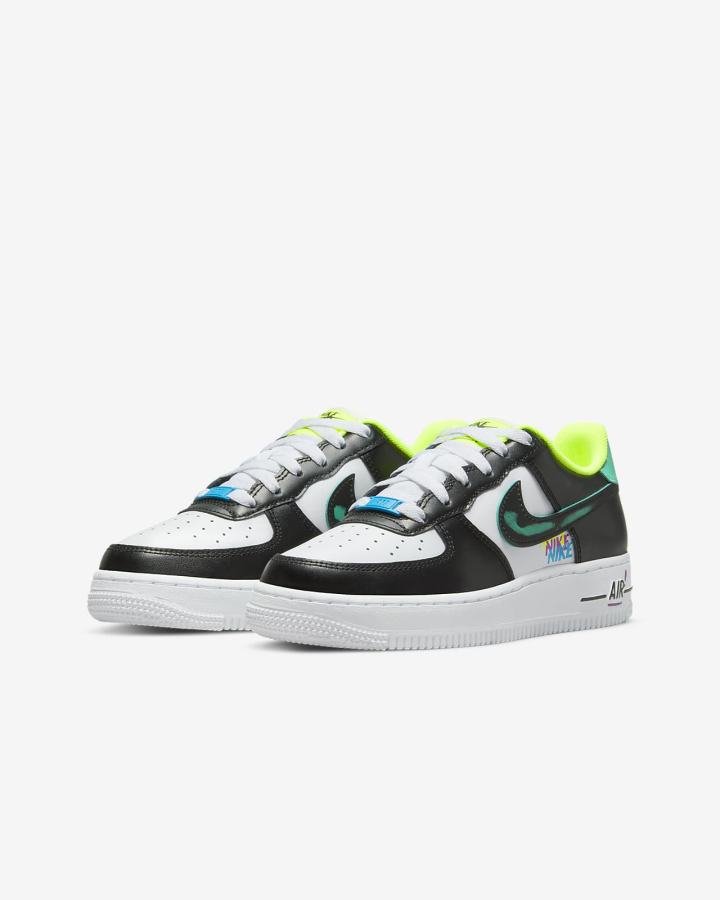 Zapatillas Nike Air Force 1 LV8 Kids Niño Blancas Azules Negras | LKHSR-4193