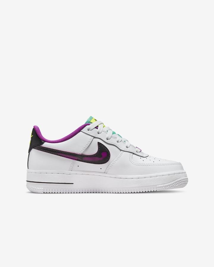 Zapatillas Nike Air Force 1 LV8 Kids Niño Blancas Moradas Negras | PVSZF-6238