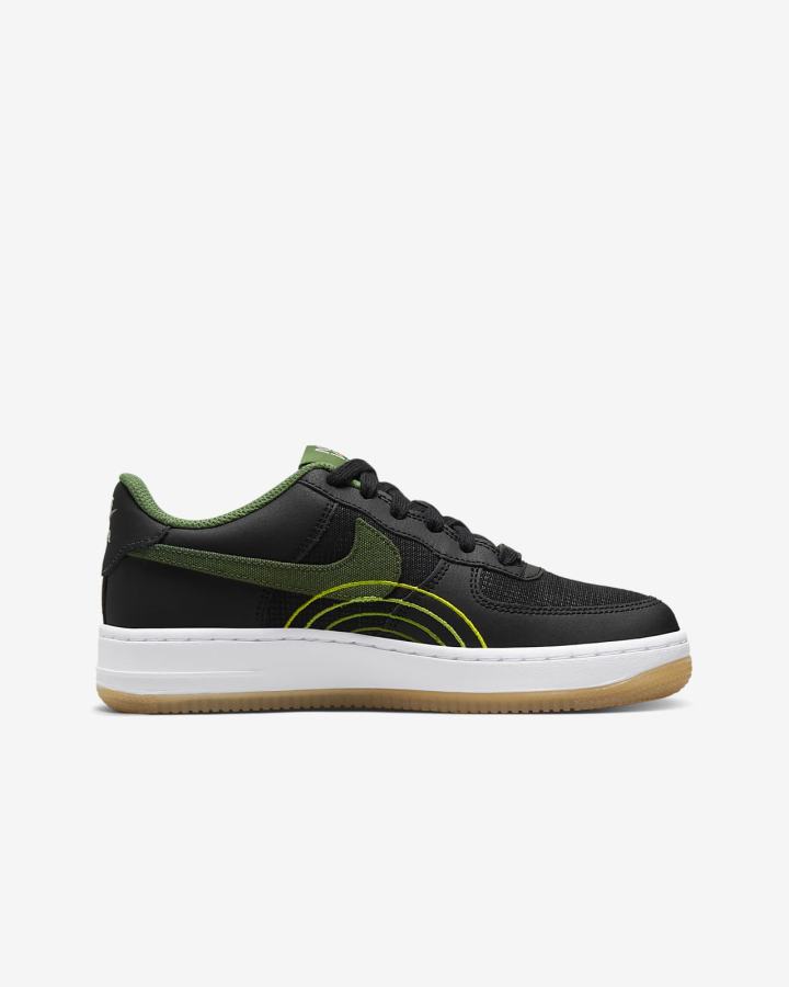 Zapatillas Nike Air Force 1 LV8 Kids Niño Negras Blancas Gris Oscuro Verde | TVDWU-8321