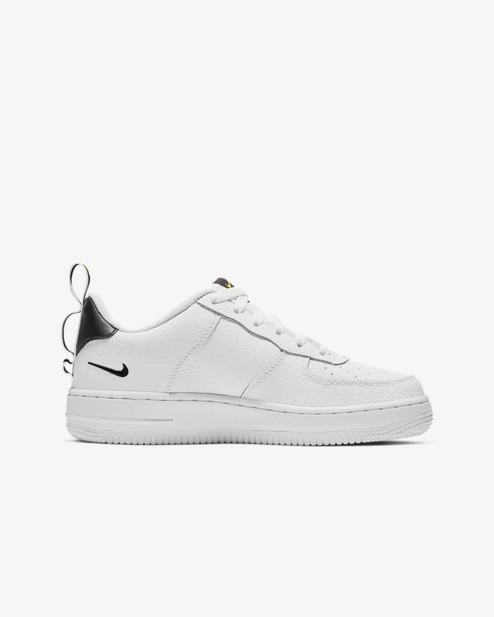 Zapatillas Nike Air Force 1 LV8 Utility Kids Niña Blancas Negras Amarillo Blancas | XMTGC-7243