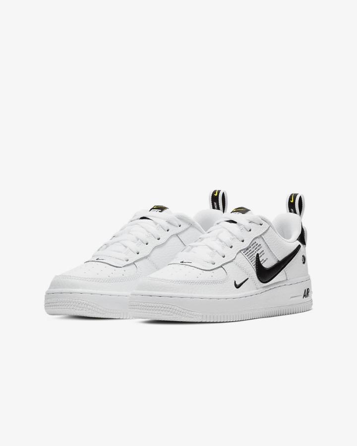Zapatillas Nike Air Force 1 LV8 Utility Kids Niño Blancas Negras Amarillo Blancas | ZXIMS-1879