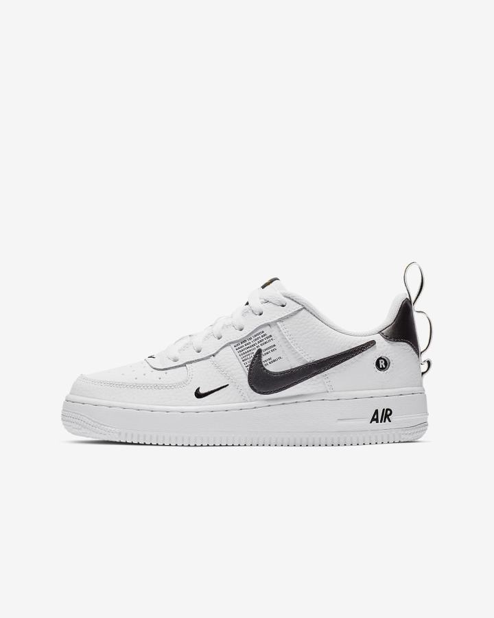 Zapatillas Nike Air Force 1 LV8 Utility Kids Niño Blancas Negras Amarillo Blancas | ZXIMS-1879