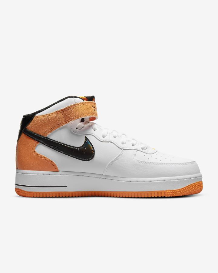 Zapatillas Nike Air Force 1 Mid '07 Hombre Blancas Naranjas Gris Negras | PLKHT-1206