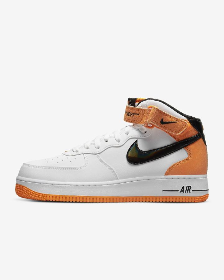 Zapatillas Nike Air Force 1 Mid '07 Hombre Blancas Naranjas Gris Negras | PLKHT-1206