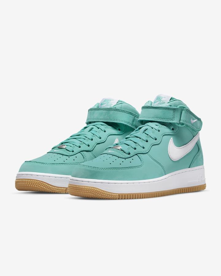 Zapatillas Nike Air Force 1 Mid Premium Hombre Turquesa Marrones Metal Plateadas Blancas | NMEWH-1027