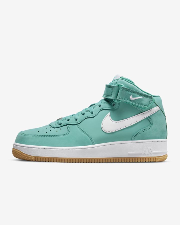 Zapatillas Nike Air Force 1 Mid Premium Hombre Turquesa Marrones Metal Plateadas Blancas | NMEWH-1027