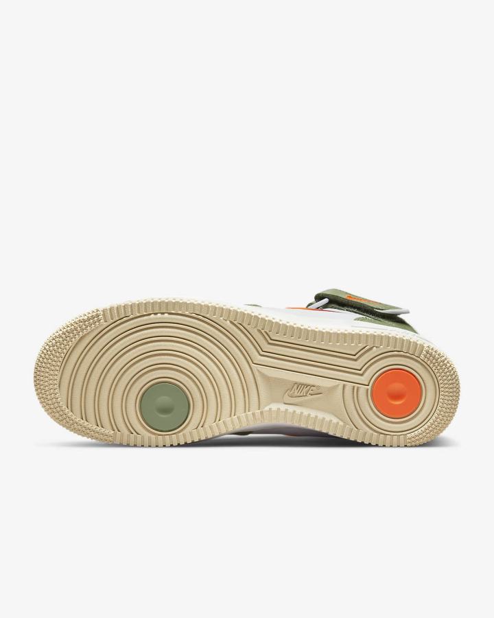Zapatillas Nike Air Force 1 Mid QS Hombre Blancas Verde Naranjas | CHZQI-8927