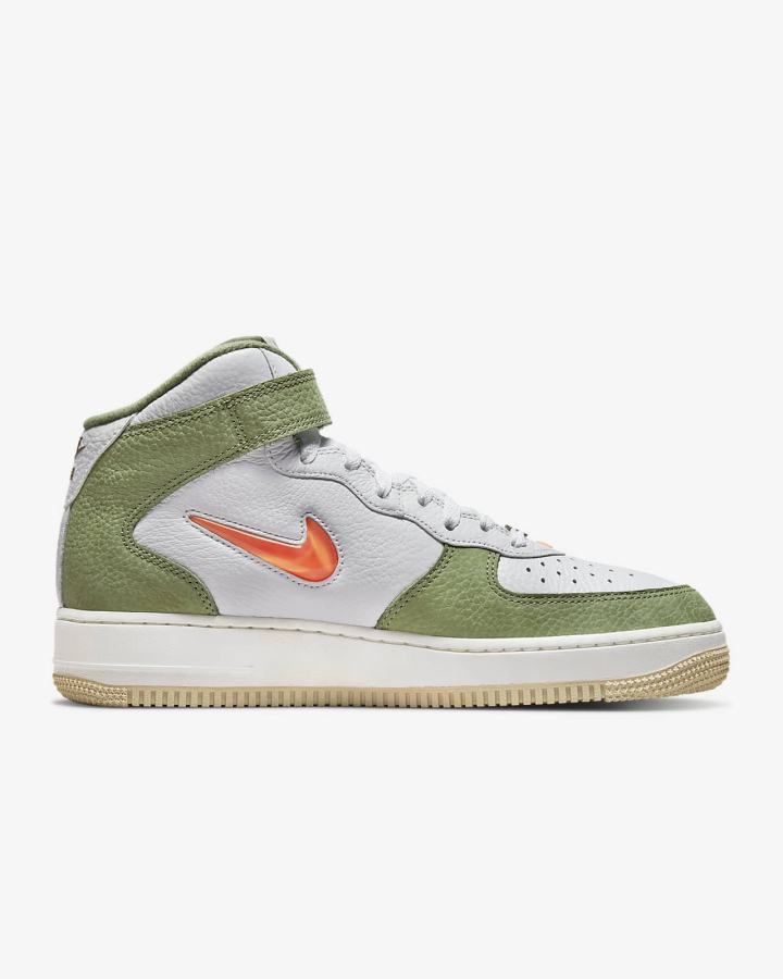 Zapatillas Nike Air Force 1 Mid QS Hombre Blancas Verde Naranjas | CHZQI-8927