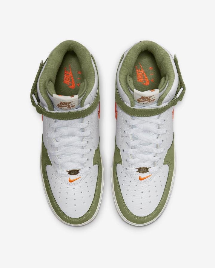 Zapatillas Nike Air Force 1 Mid QS Hombre Blancas Verde Naranjas | CHZQI-8927