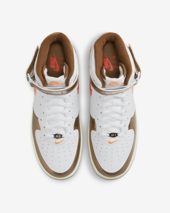 Zapatillas Nike Air Force 1 Mid QS Hombre Blancas Marrones Naranjas | UCMSI-8357