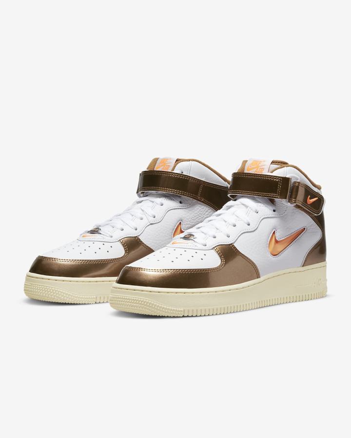 Zapatillas Nike Air Force 1 Mid QS Hombre Blancas Marrones Naranjas | UCMSI-8357