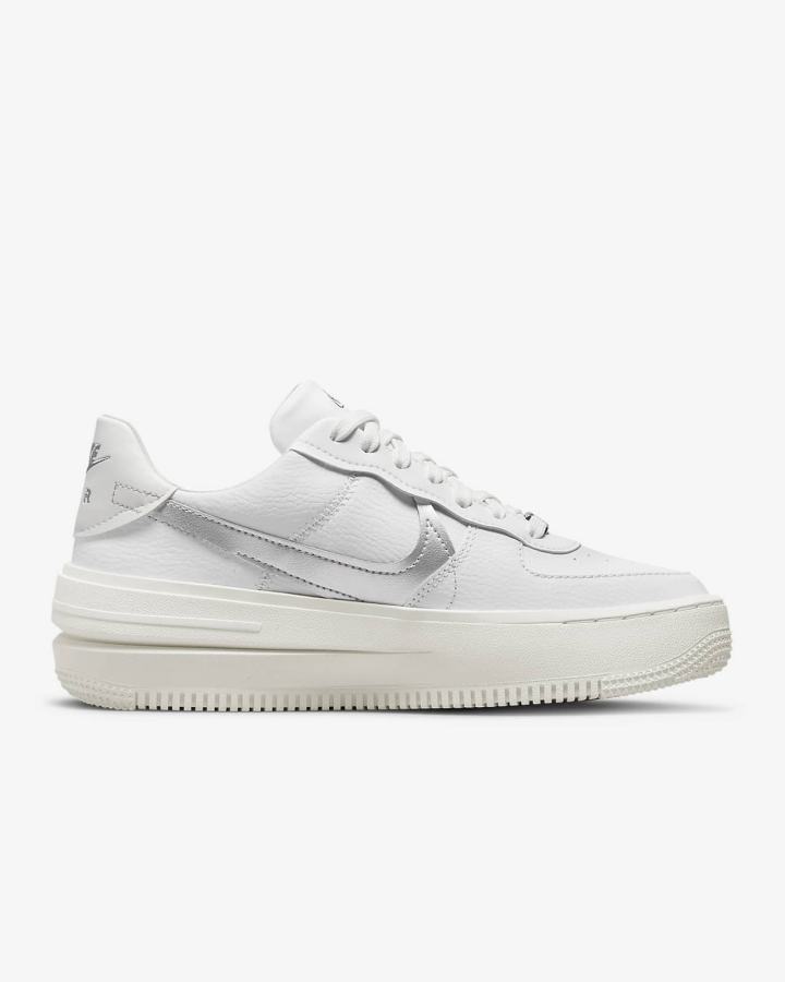 Zapatillas Nike Air Force 1 PLT.AF.ORM Mujer Blancas Gris Metal Plateadas | BCLKU-3648