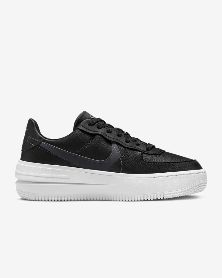 Zapatillas Nike Air Force 1 PLT.AF.ORM Mujer Negras Blancas Negras Gris Oscuro | ENHDV-7805