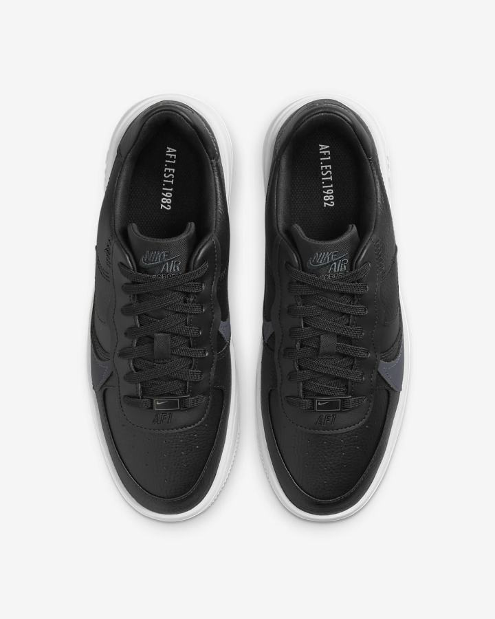 Zapatillas Nike Air Force 1 PLT.AF.ORM Mujer Negras Blancas Negras Gris Oscuro | ENHDV-7805