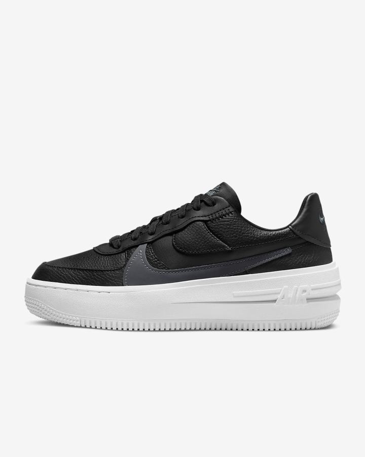 Zapatillas Nike Air Force 1 PLT.AF.ORM Mujer Negras Blancas Negras Gris Oscuro | ENHDV-7805