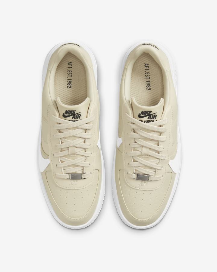 Zapatillas Nike Air Force 1 PLT.AF.ORM Mujer Kaki Blancas Negras | RNUTM-9132