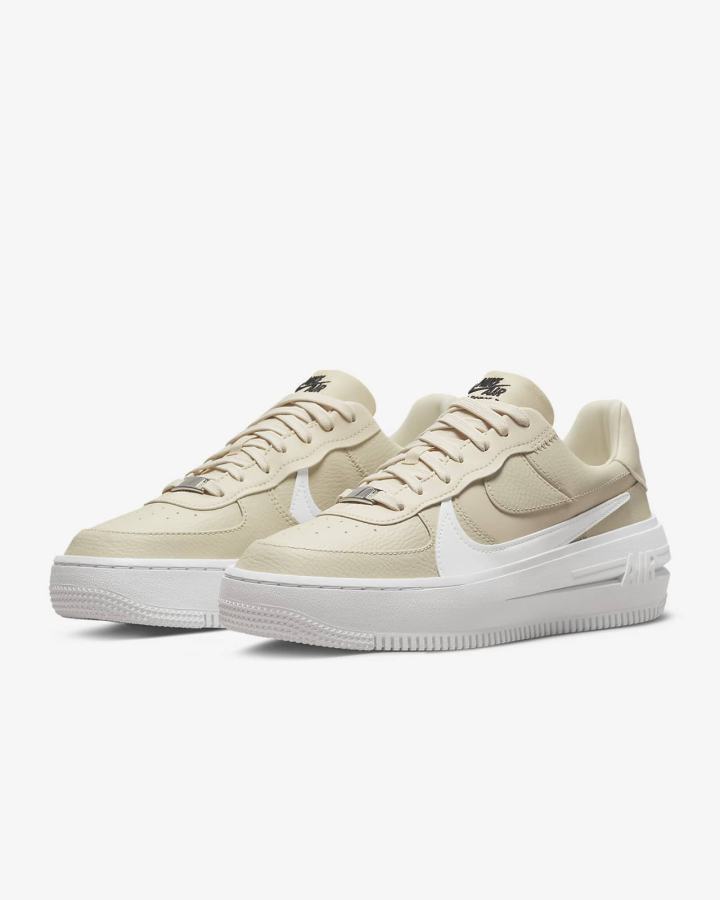 Zapatillas Nike Air Force 1 PLT.AF.ORM Mujer Kaki Blancas Negras | RNUTM-9132