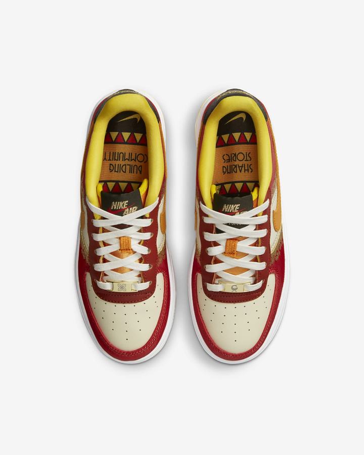 Zapatillas Nike Air Force 1 Premium Kids Niño Rojas Amarillo Oscuro | BMCFK-4605