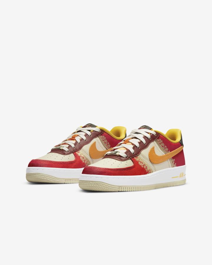 Zapatillas Nike Air Force 1 Premium Kids Niño Rojas Amarillo Oscuro | BMCFK-4605