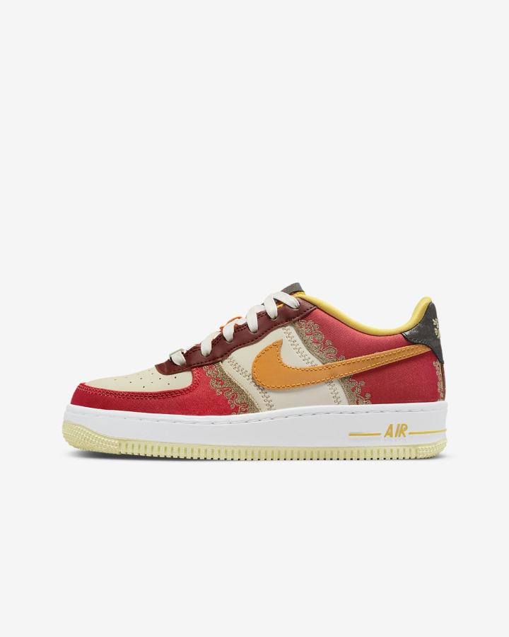 Zapatillas Nike Air Force 1 Premium Kids Niño Rojas Amarillo Oscuro | BMCFK-4605
