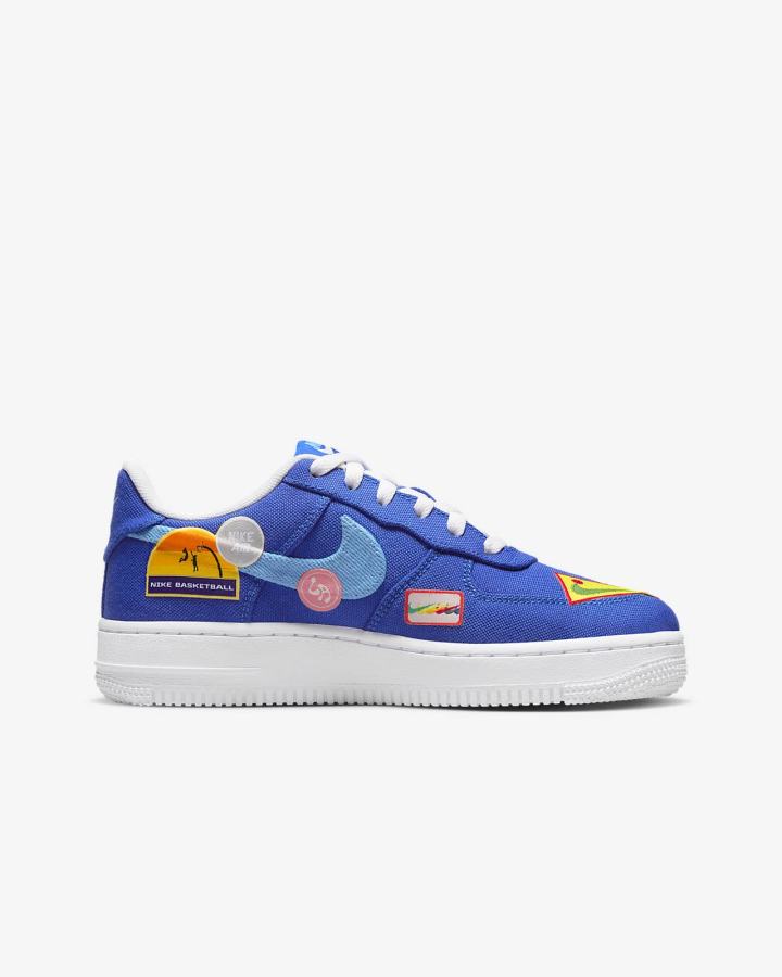 Zapatillas Nike Air Force 1 Premium Kids Niño Azules Blancas Azules | HWXNK-4165