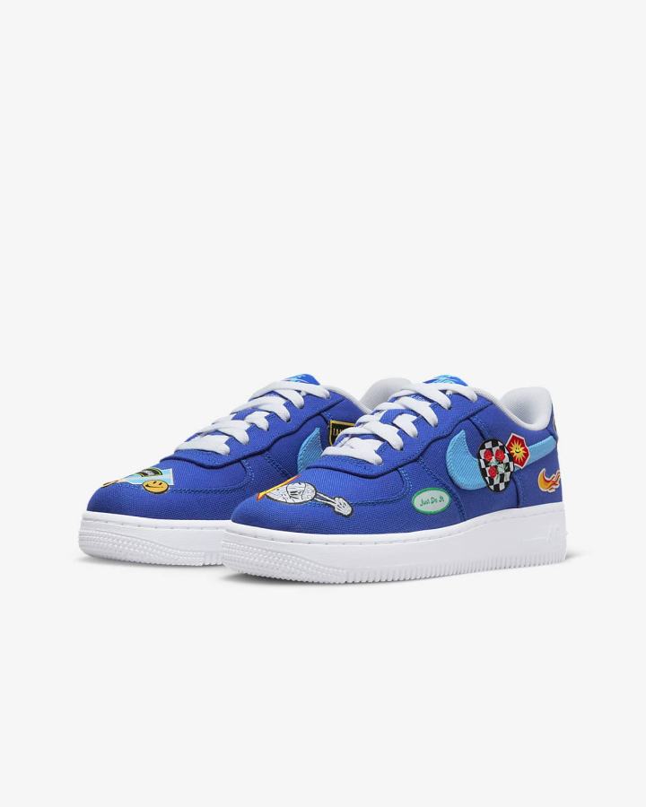 Zapatillas Nike Air Force 1 Premium Kids Niño Azules Blancas Azules | HWXNK-4165