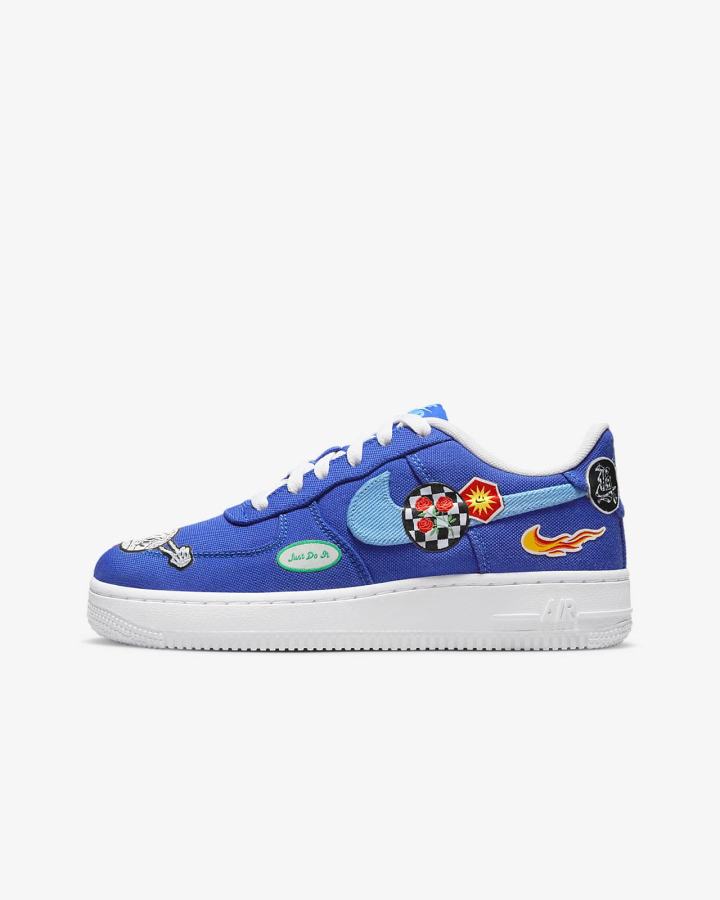 Zapatillas Nike Air Force 1 Premium Kids Niño Azules Blancas Azules | HWXNK-4165