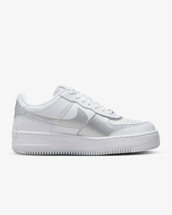 Zapatillas Nike Air Force 1 Shadow Mujer Blancas Plateadas Azules Metal Plateadas | PUDJW-7354