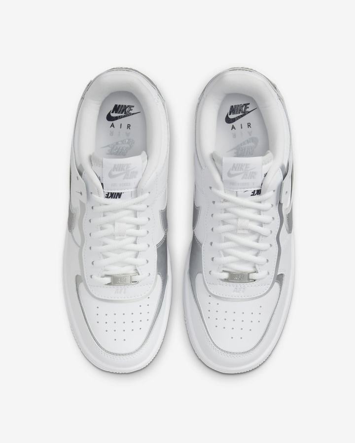 Zapatillas Nike Air Force 1 Shadow Mujer Blancas Plateadas Azules Metal Plateadas | PUDJW-7354