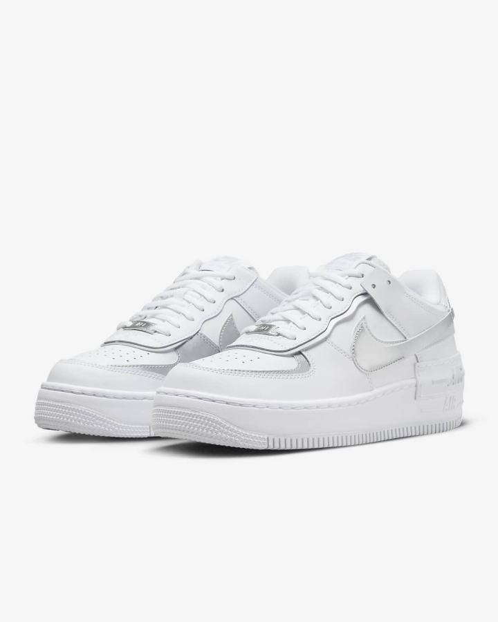 Zapatillas Nike Air Force 1 Shadow Mujer Blancas Plateadas Azules Metal Plateadas | PUDJW-7354