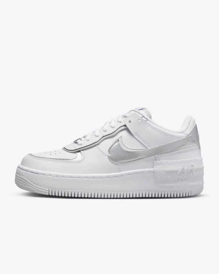 Zapatillas Nike Air Force 1 Shadow Mujer Blancas Plateadas Azules Metal Plateadas | PUDJW-7354