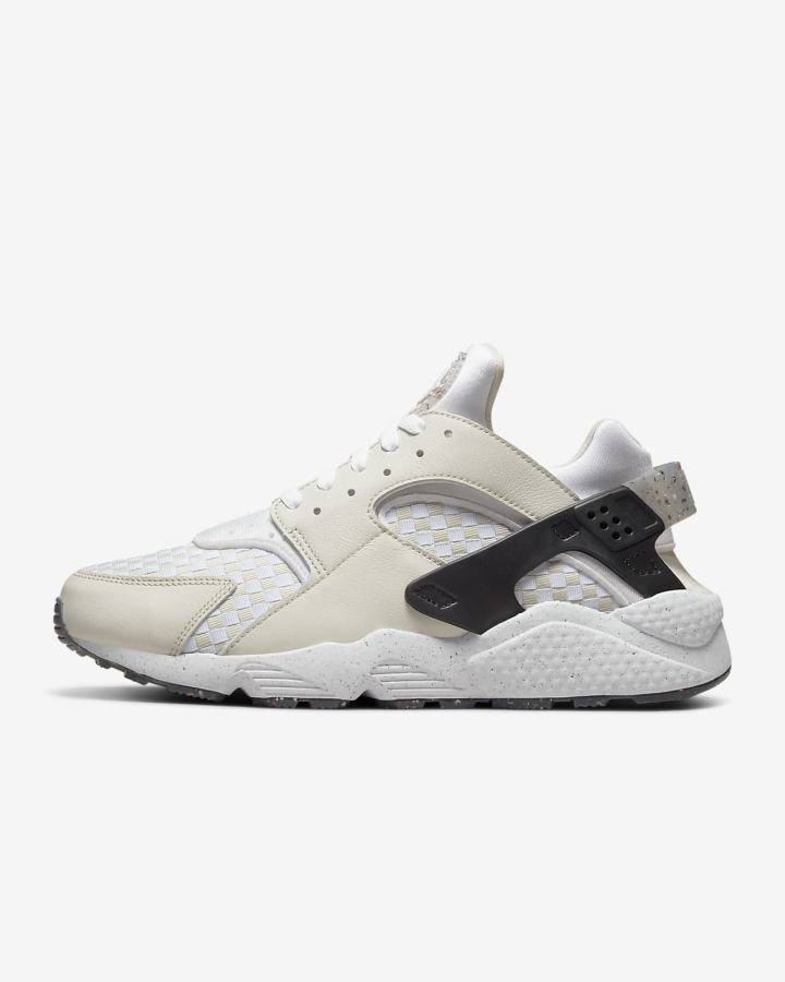 Zapatillas Nike Air Huarache Crater Premium Hombre Beige Claro Negras Blancas | VPALW-2536