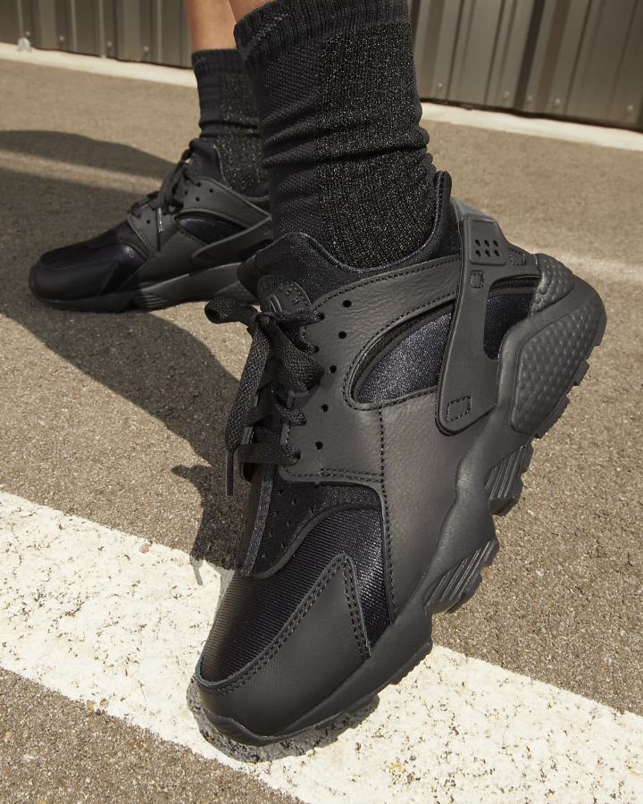Zapatillas Nike Air Huarache Mujer Negras Gris Oscuro Negras | VTESM-1083