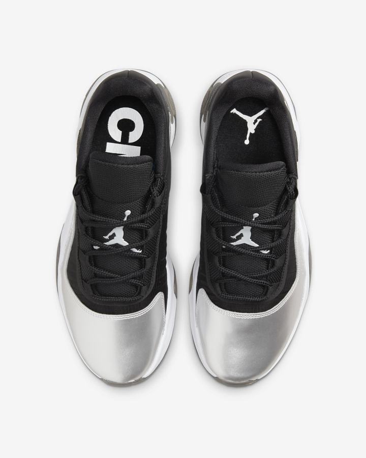 Zapatillas Nike Air Jordan 11 CMFT Low Mujer Negras Blancas Metal Plateadas | AVODZ-2915