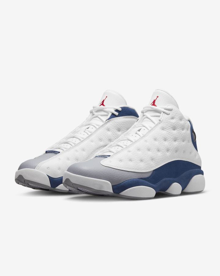 Zapatillas Nike Air Jordan 13 Retro Hombre Blancas Azules Gris Claro Rojas | OABLN-6947