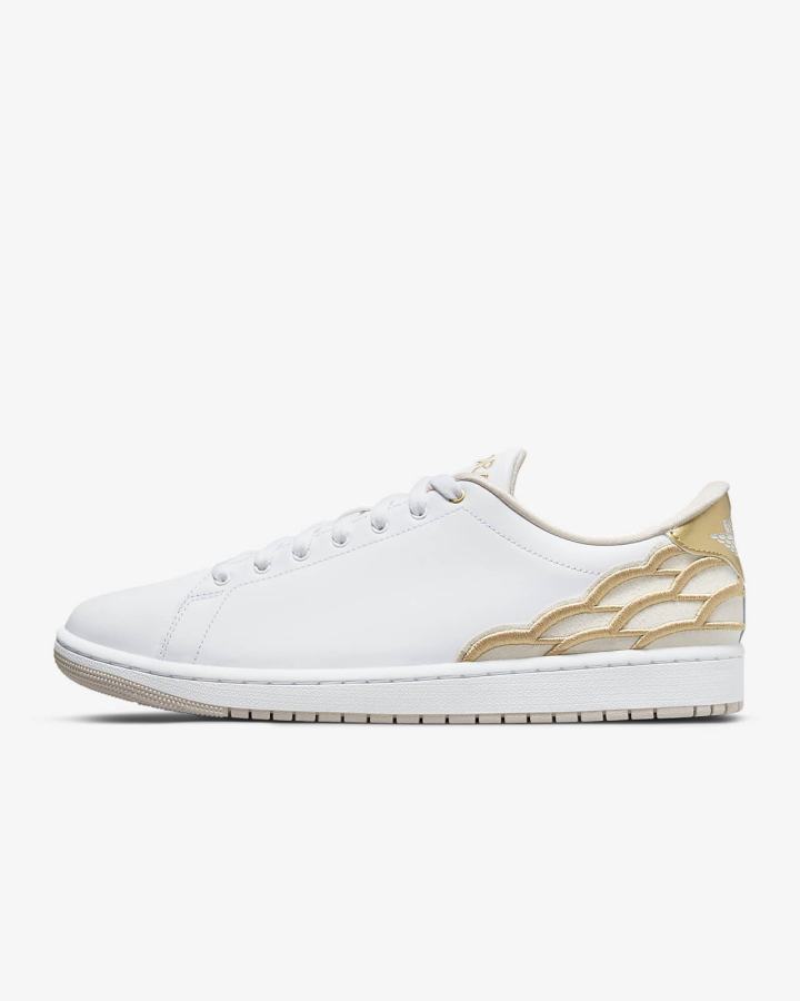 Zapatillas Nike Air Jordan 1 Centre Court Hombre Blancas Metal Doradas Marrones Claro | HKOZN-4597