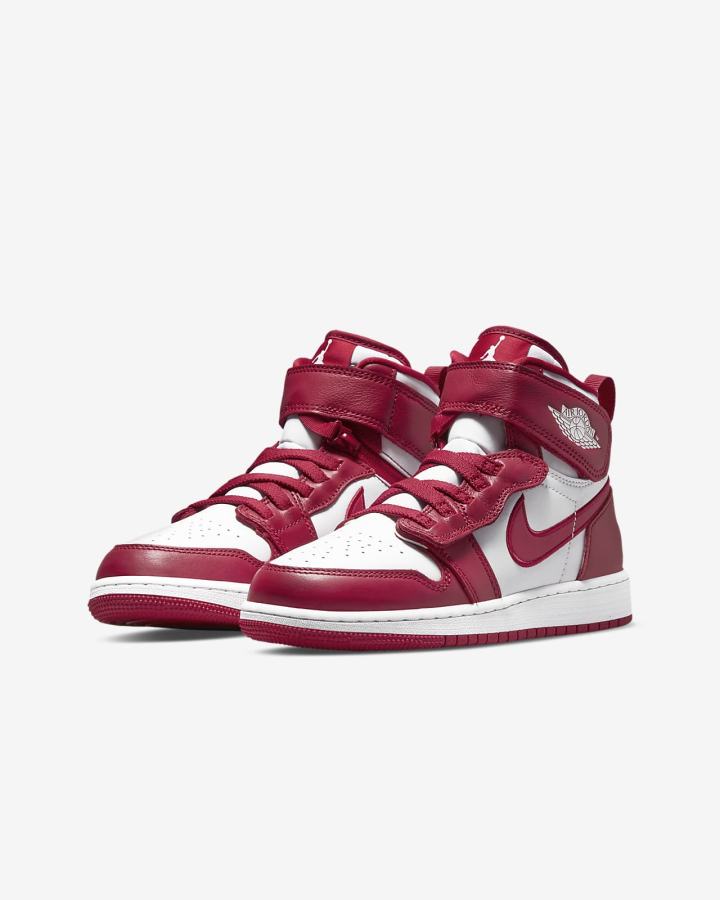 Zapatillas Nike Air Jordan 1 Hi FlyEase Kids Niño Rojas Blancas | IJLWB-8217