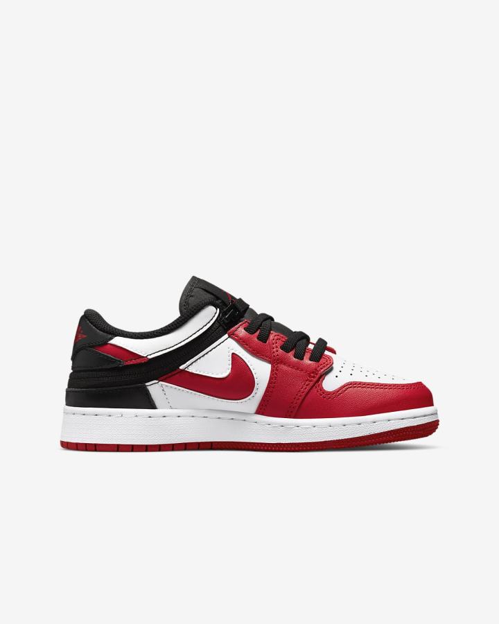 Zapatillas Nike Air Jordan 1 Low Flyease Kids Niño Blancas Negras Rojas | RDJWX-0731