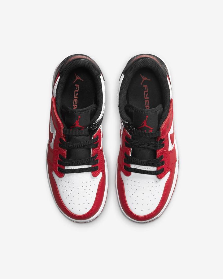 Zapatillas Nike Air Jordan 1 Low Flyease Kids Niño Blancas Negras Rojas | RDJWX-0731