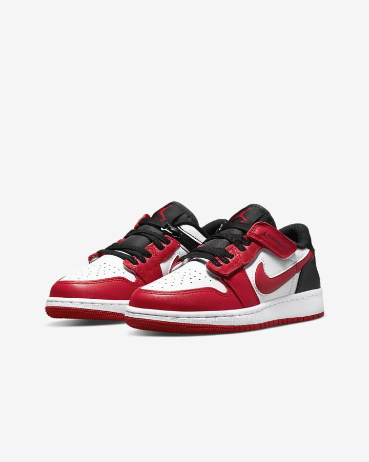 Zapatillas Nike Air Jordan 1 Low Flyease Kids Niño Blancas Negras Rojas | RDJWX-0731