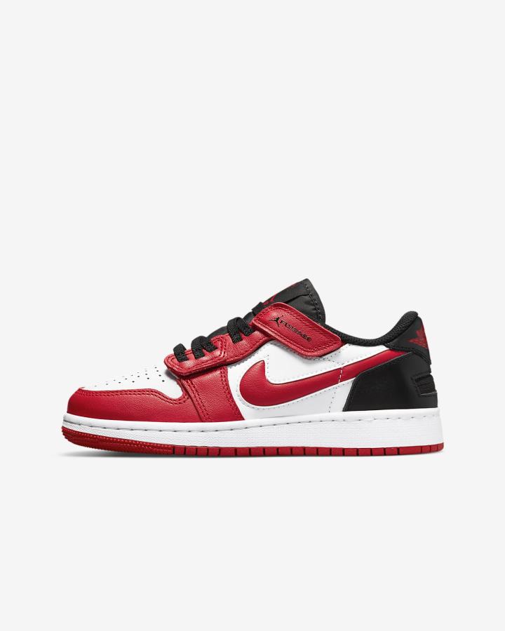 Zapatillas Nike Air Jordan 1 Low Flyease Kids Niño Blancas Negras Rojas | RDJWX-0731