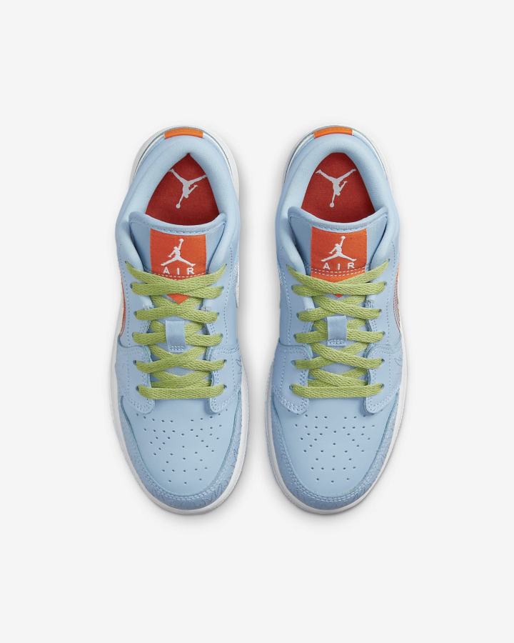 Zapatillas Nike Air Jordan 1 Low SE Kids Niña Azules Verde Naranjas | HLGSU-4927