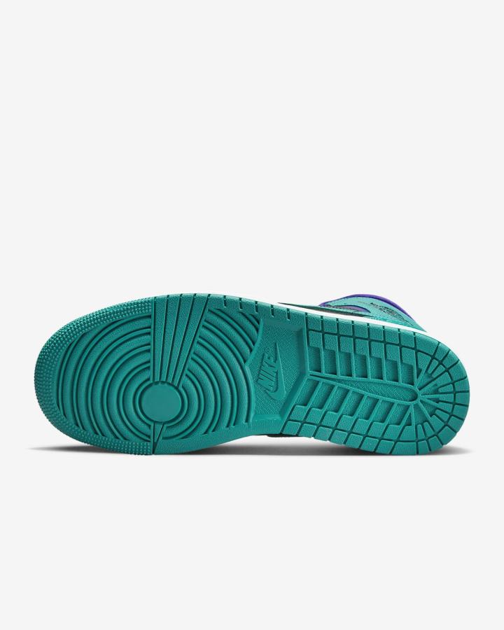 Zapatillas Nike Air Jordan 1 Mid Mujer Negras Blancas Turquesa | EYVNU-8127