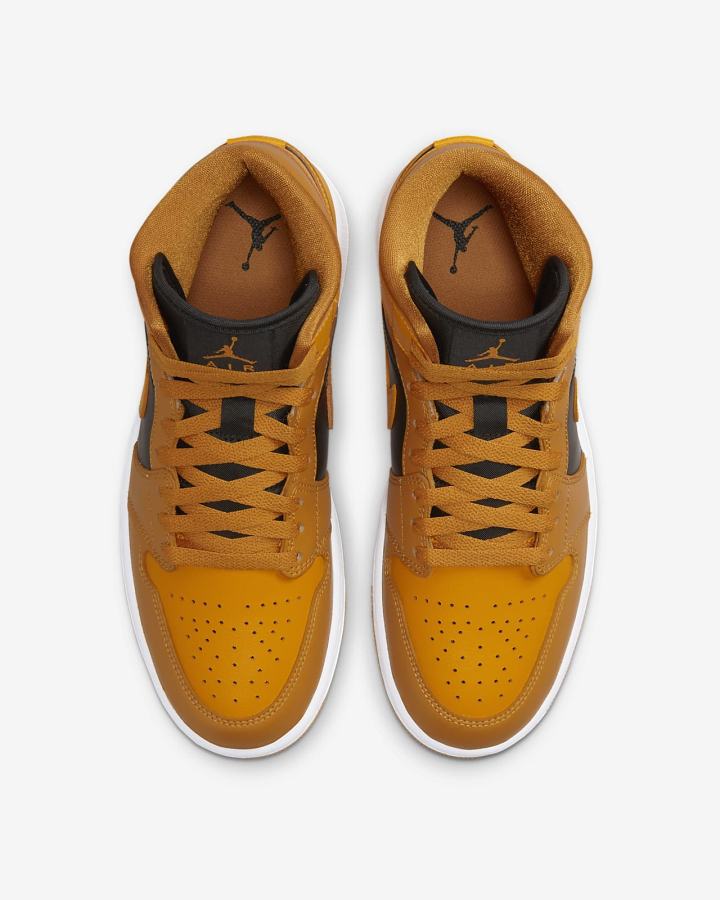 Zapatillas Nike Air Jordan 1 Mid Mujer Negras Blancas | IDVZN-8327