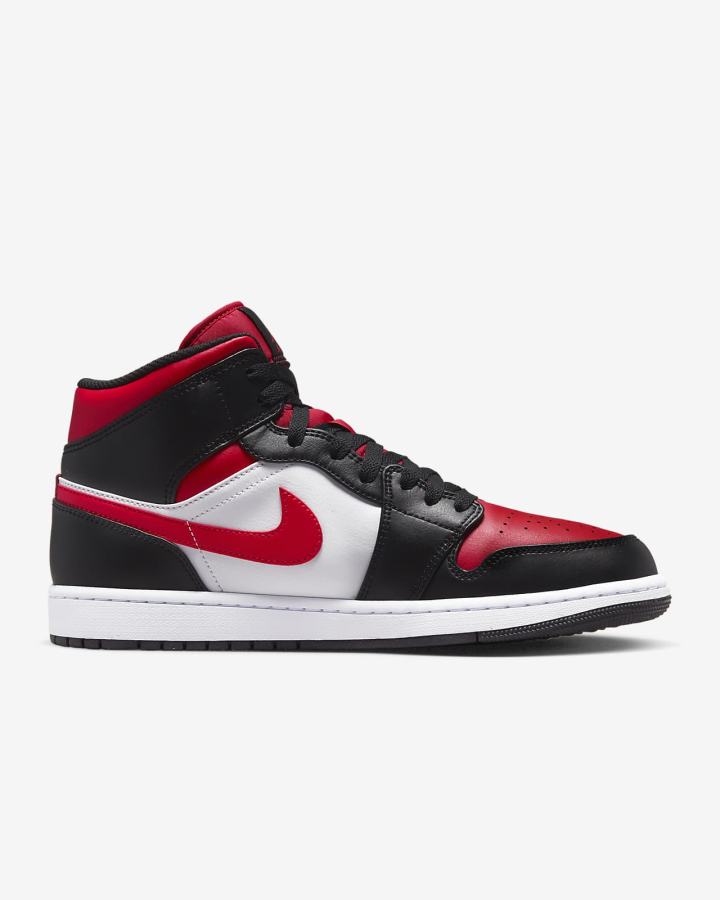 Zapatillas Nike Air Jordan 1 Mid Mujer Negras Blancas Rojas | MIFRJ-7012