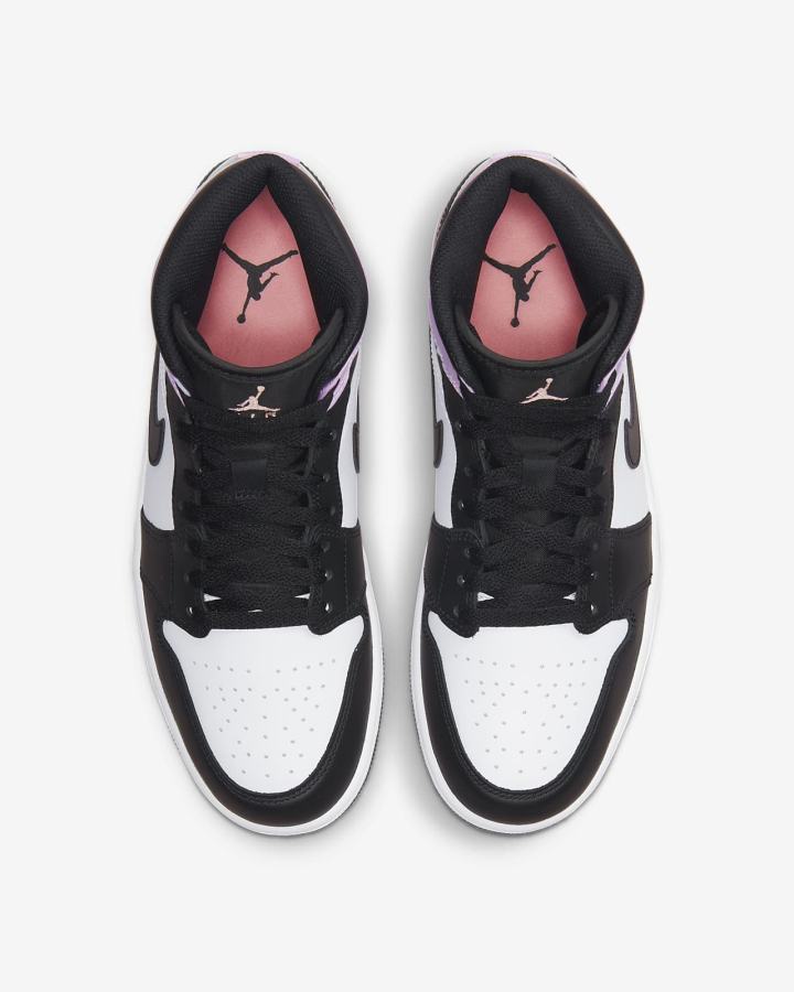 Zapatillas Nike Air Jordan 1 Mid SE Hombre Negras Blancas Coral | OZHKT-7649