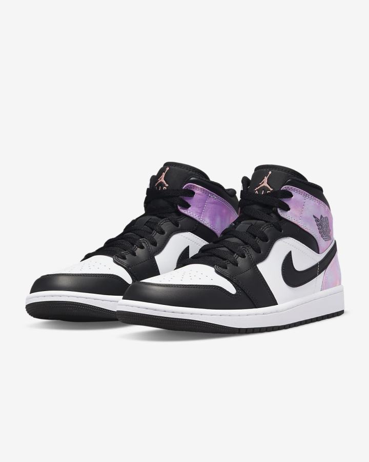 Zapatillas Nike Air Jordan 1 Mid SE Hombre Negras Blancas Coral | OZHKT-7649