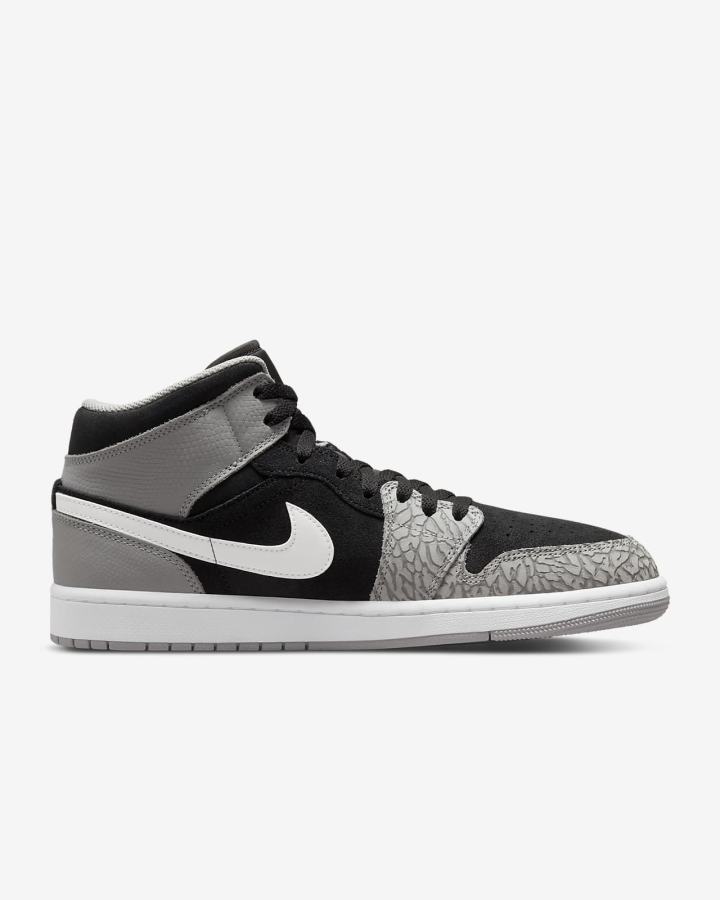 Zapatillas Nike Air Jordan 1 Mid SE Hombre Negras Blancas Gris Claro Rojas | XHMWG-2045