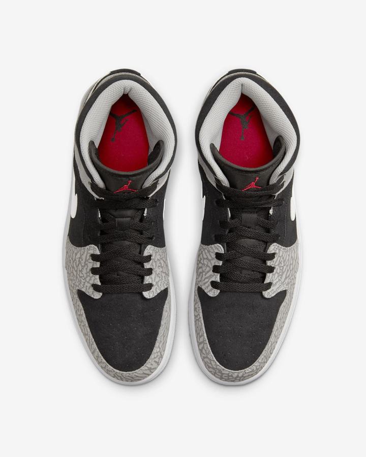 Zapatillas Nike Air Jordan 1 Mid SE Hombre Negras Blancas Gris Claro Rojas | XHMWG-2045