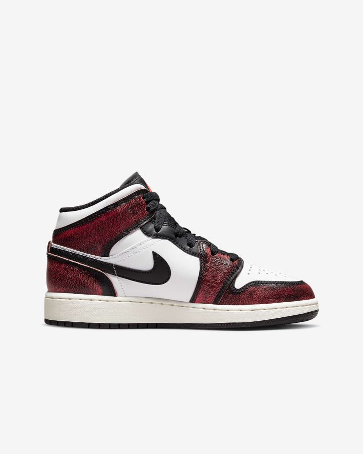 Zapatillas Nike Air Jordan 1 Mid SE Kids Niña Negras Blancas | NMLYT-4823